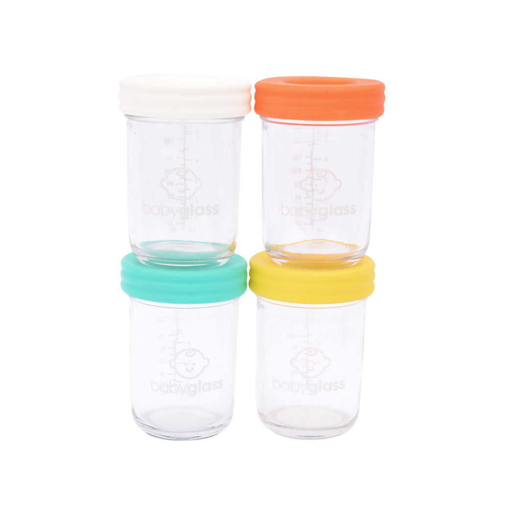 BABYGLASS: PACK 2 SET PEQUEÑOS - 2 Set de 4 contenedores 240 ml + lápiz marcador (8 contenedores)