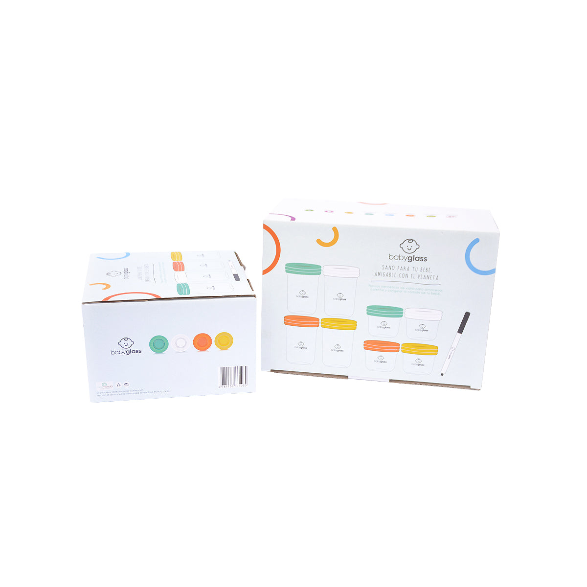 BABYGLASS: PACK SET GRANDE + SET PEQUEÑO  Incluye Set grande de 4 contenedores 240 ml y 4 contenedores 120 ml + Set  pequeño de 4 contenedores 240 ml