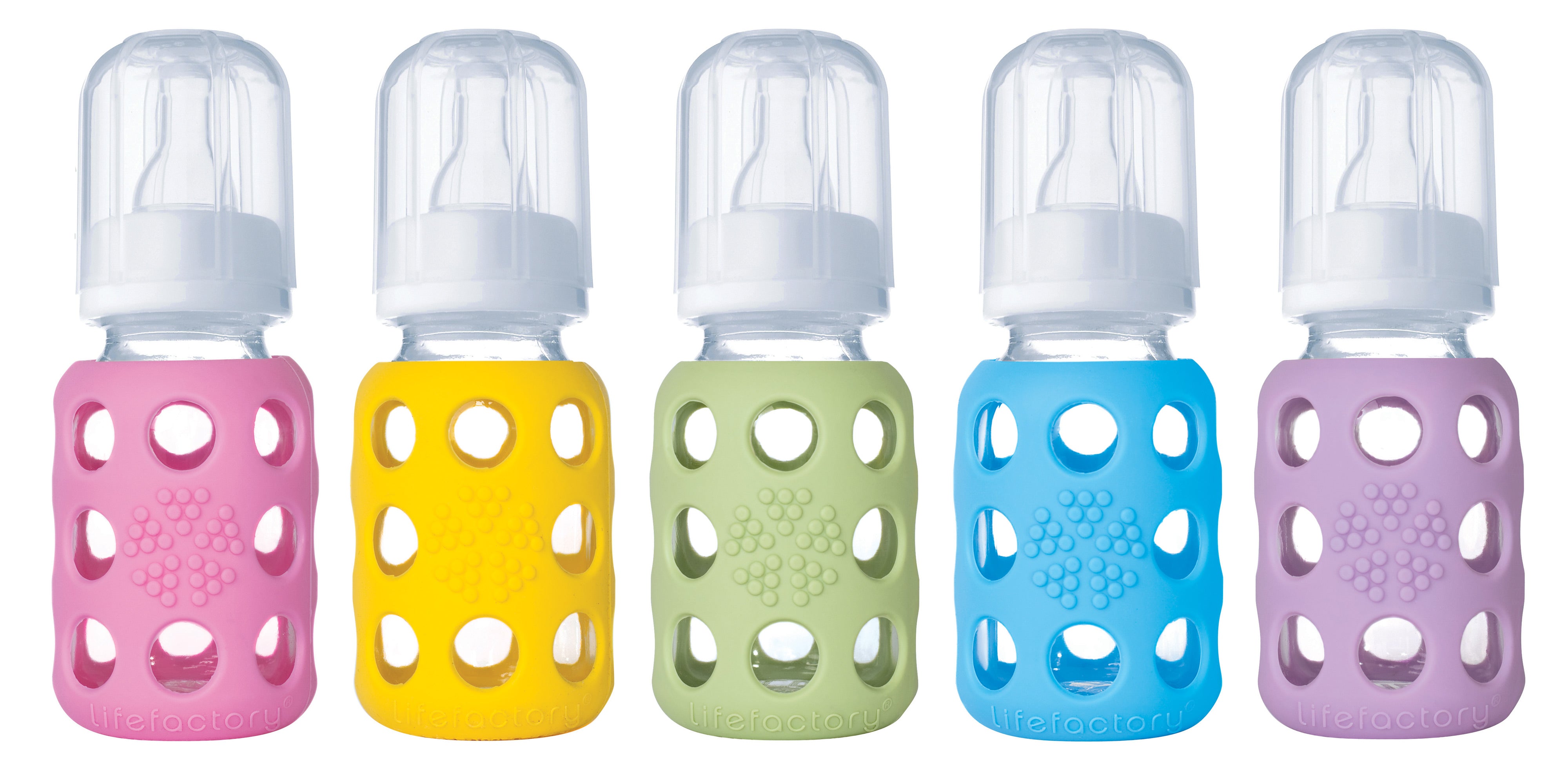 Mamadera 120 ml. Vidrio con funda de silicona