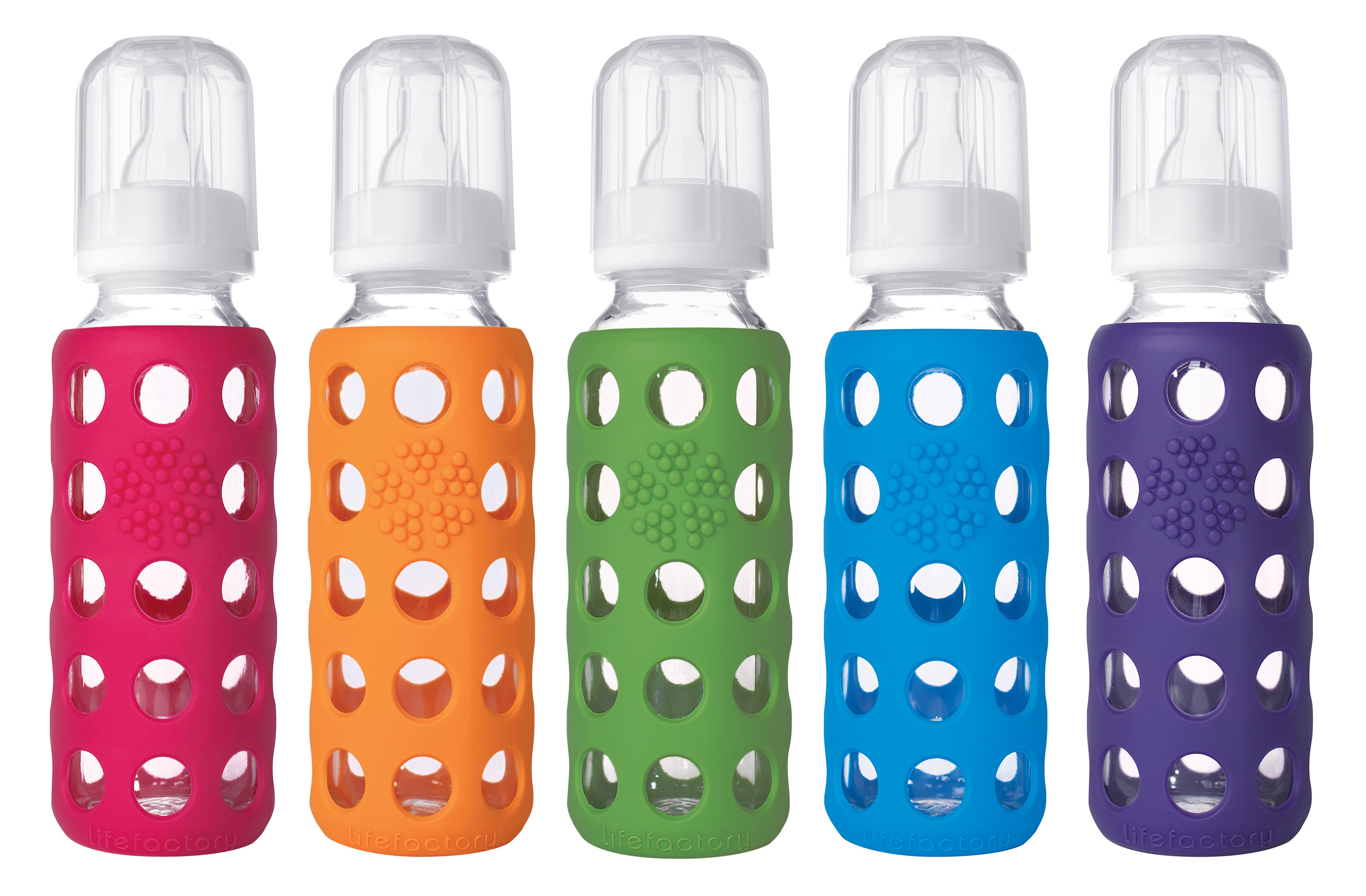 Mamadera 250 ml. Vidrio con funda de silicona